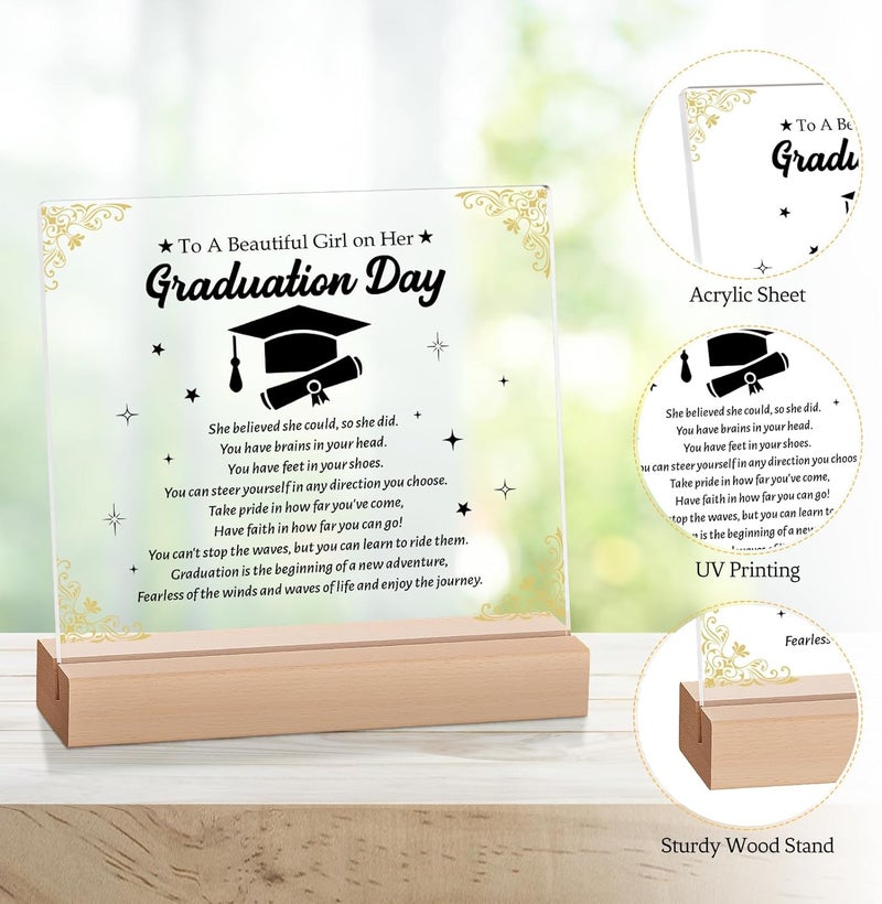 Funnli Graduation Gifts 2025, Graduation Inspirational Gifts for Her Him Acrylic Plaque, Middle Senior High School College Masters Degree Grad Gift for Her Girls Sister Friend Nurse Keepsake - Image 4
